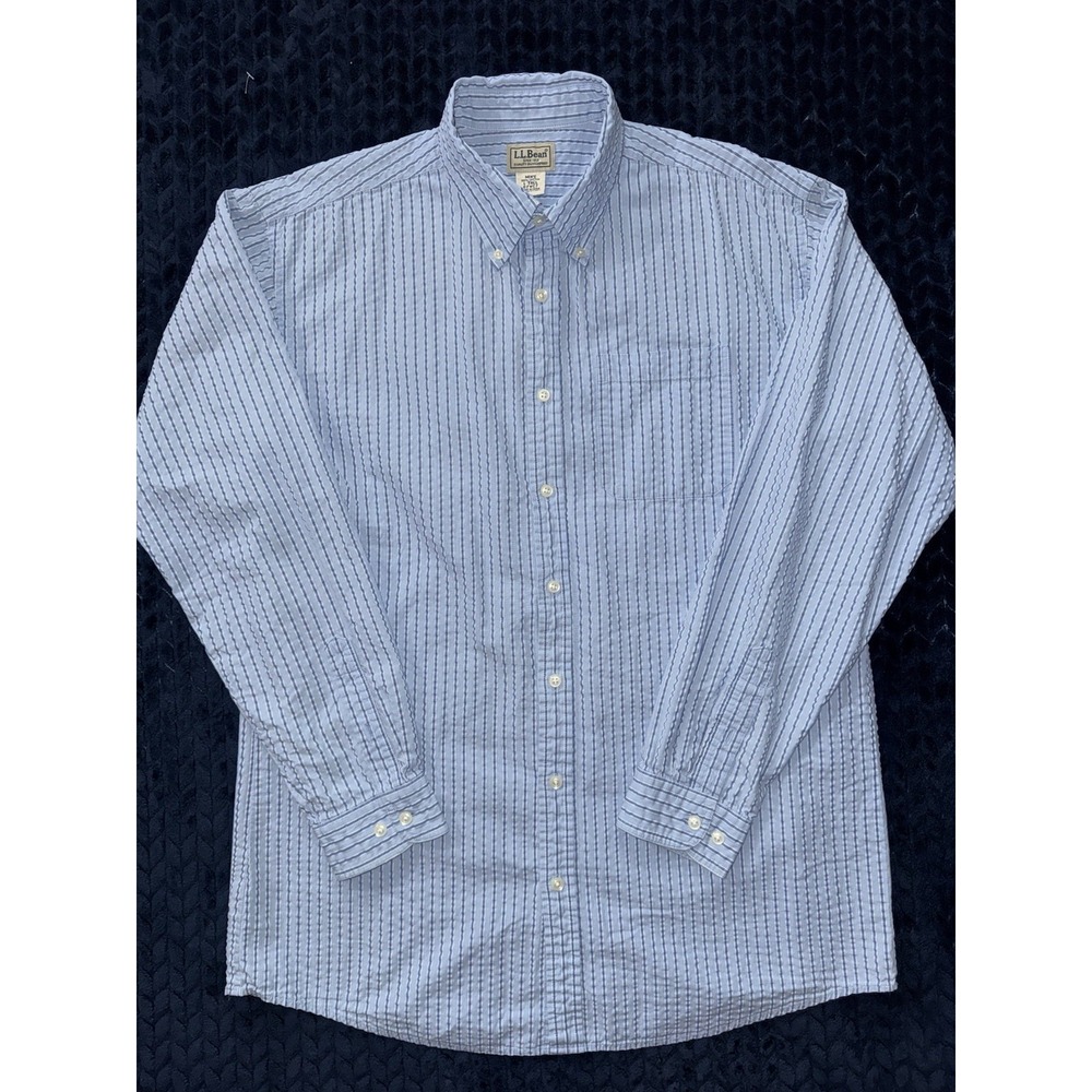 LL Bean Mens Blue‎ Button Up Shirt Long Sleeve Size Large Tall